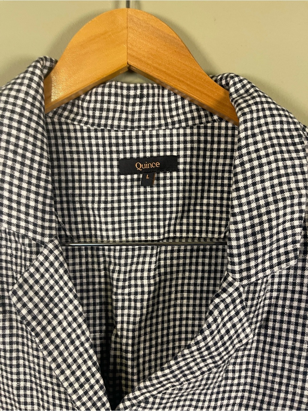 Quince Black & White Gingham Short-Sleeve Button-Down Linen Top - Picture 7 of 8
